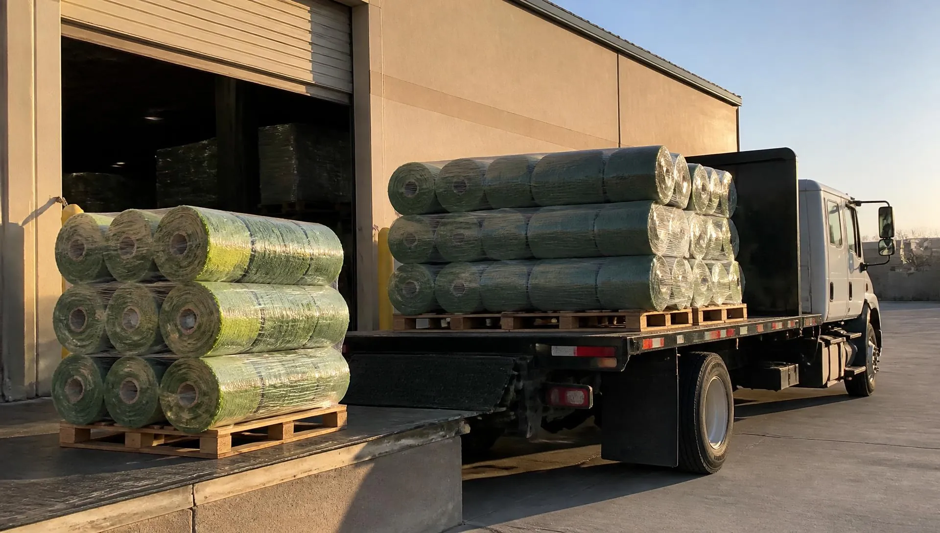 pallets-of-wrapped-artificial-turf-rolls-loaded-onto